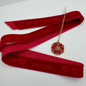 Chanel Valentines Red Flower Charm w/Ribbon
